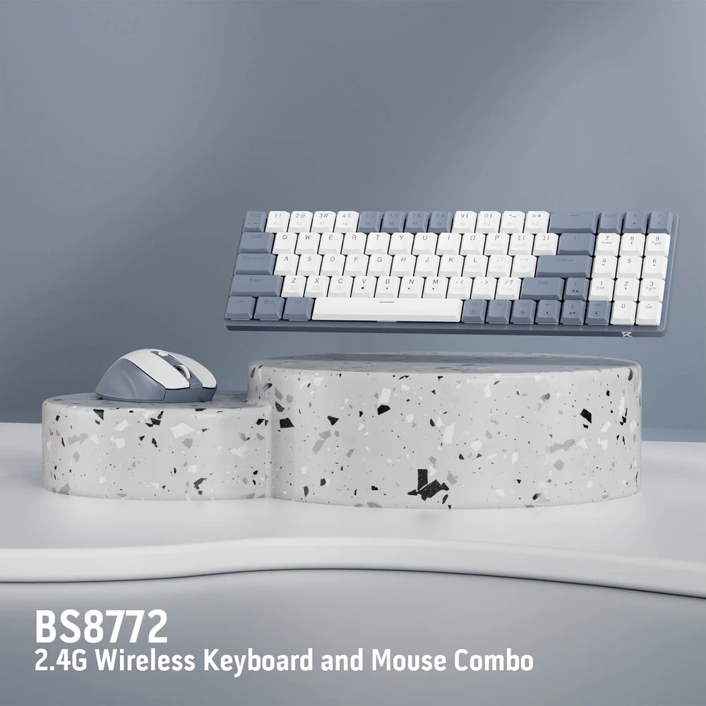 Redragon BS8772 Grey White - 75% Wireless Keyboard and Mouse Combo, Low Profile, 2.4GHz 6 Redragon BS8772 Grey White detail