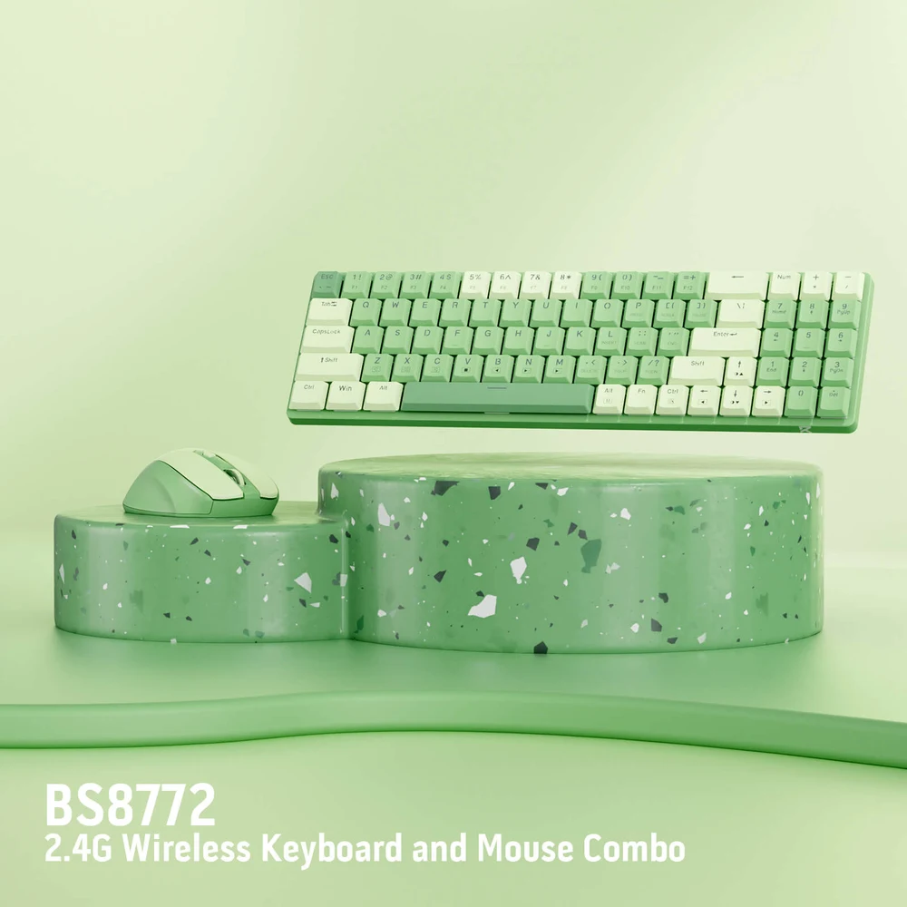 Redragon BS8772 Lettuce Green - 75% Wireless Keyboard and Mouse Combo, Low Profile, 2.4GHz 6 Redragon BS8772 Lettuce Green detail