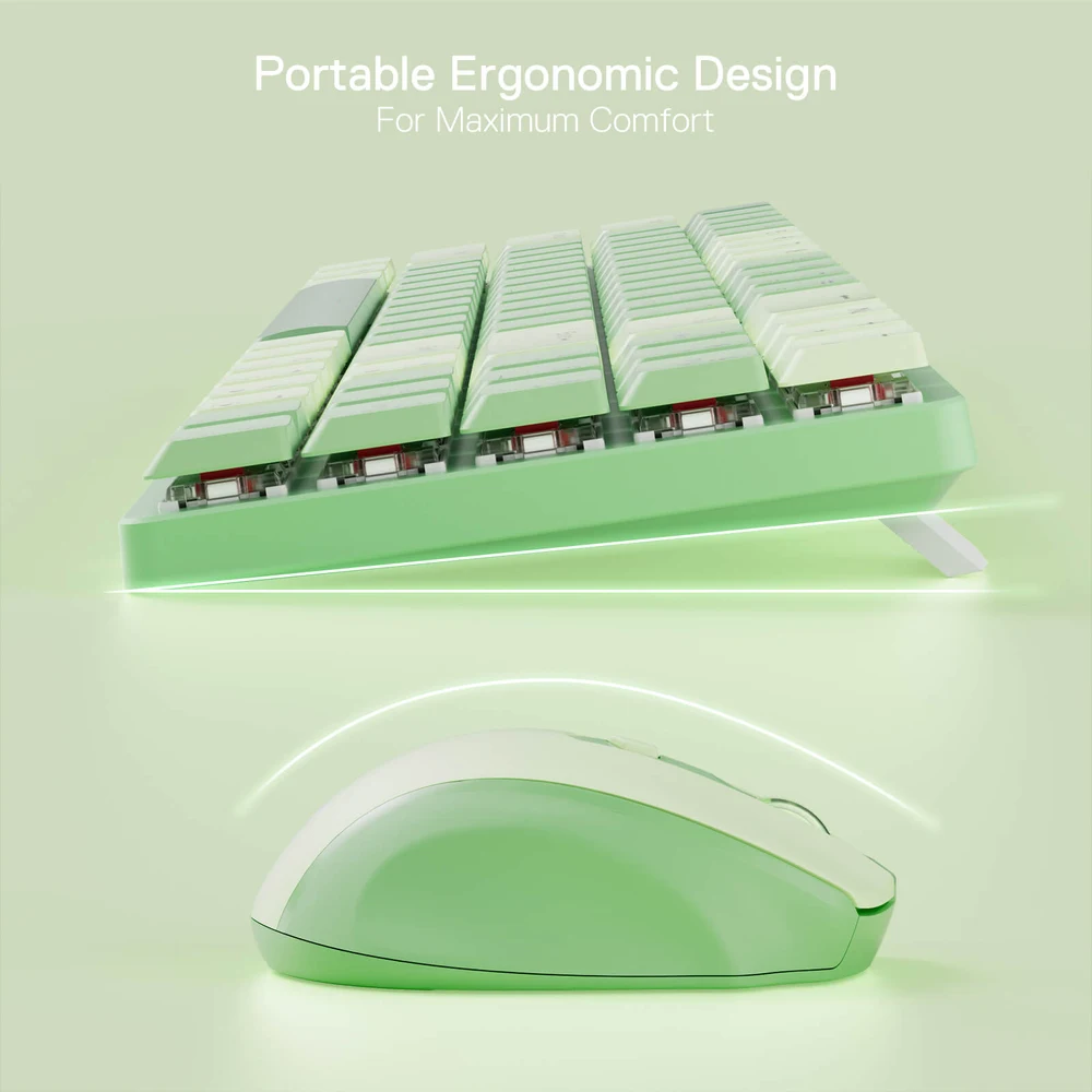Redragon BS8772 Lettuce Green - 75% Wireless Keyboard and Mouse Combo, Low Profile, 2.4GHz 7 Redragon BS8772 Lettuce Green in use