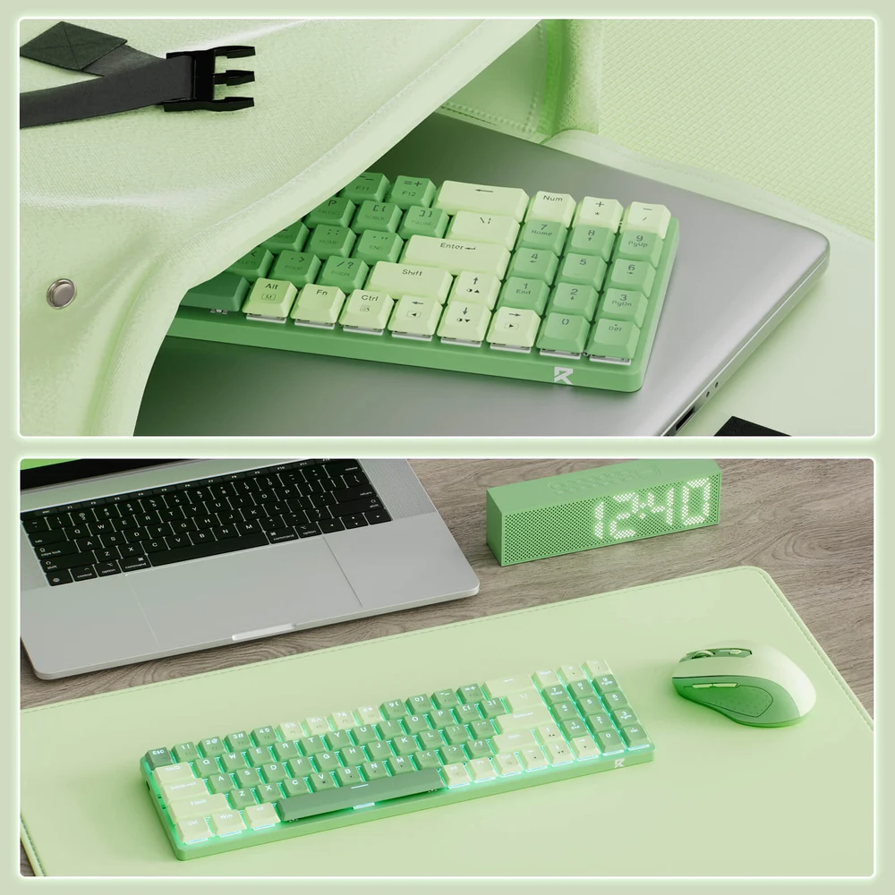 Redragon BS8772 Lettuce Green - 75% Wireless Keyboard and Mouse Combo, Low Profile, 2.4GHz 4 Redragon BS8772 Lettuce Green - image 3