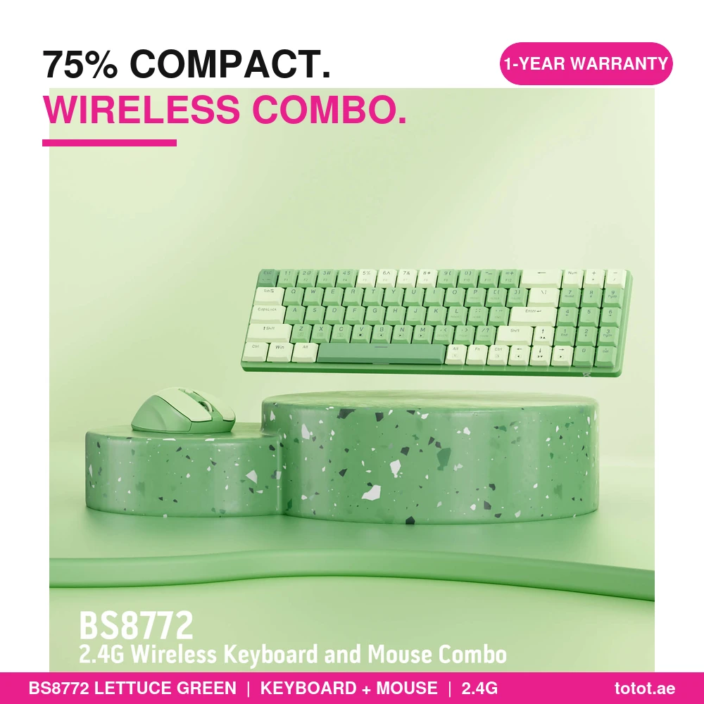 Redragon BS8772 Lettuce Green - Wireless Keyboard and Mouse Combo Redragon BS8772 Lettuce Green