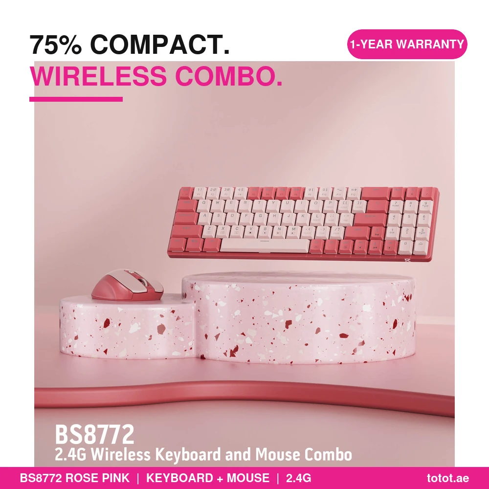 Redragon BS8772 Rose Pink - Wireless Keyboard and Mouse Combo Redragon BS8772 Rose Pink