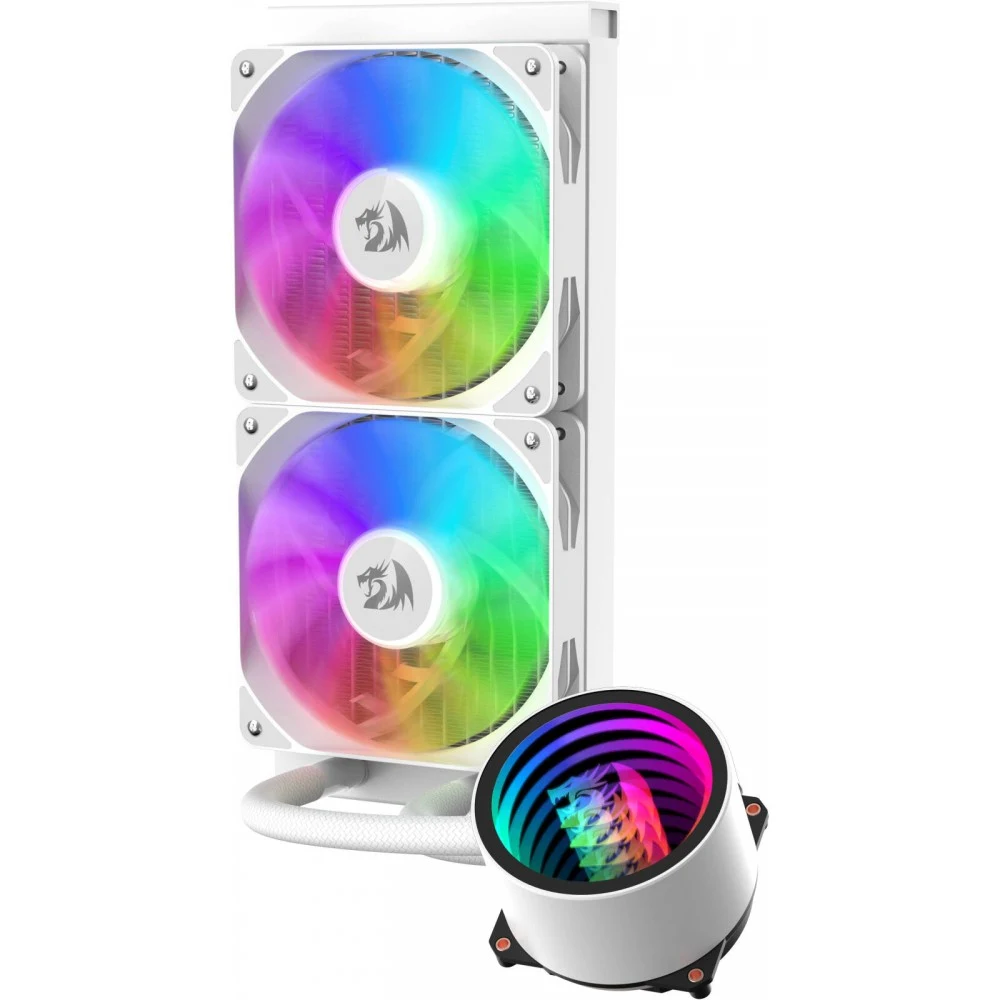 Redragon CCW-3011W White - 240mm ARGB Liquid CPU Cooler, Dual 120mm PWM Fans, 350W TDP 4 Redragon CCW-3011W White - official product image 3