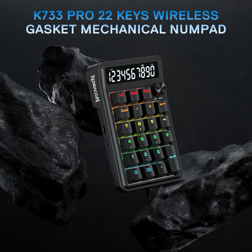 Redragon COVE K733 - Wireless Mechanical Numpad, 22 Keys, BT + 2.4G + Wired, Hot-Swap 6 COVE K733 Mechanical Numpad Keyboard - image 5