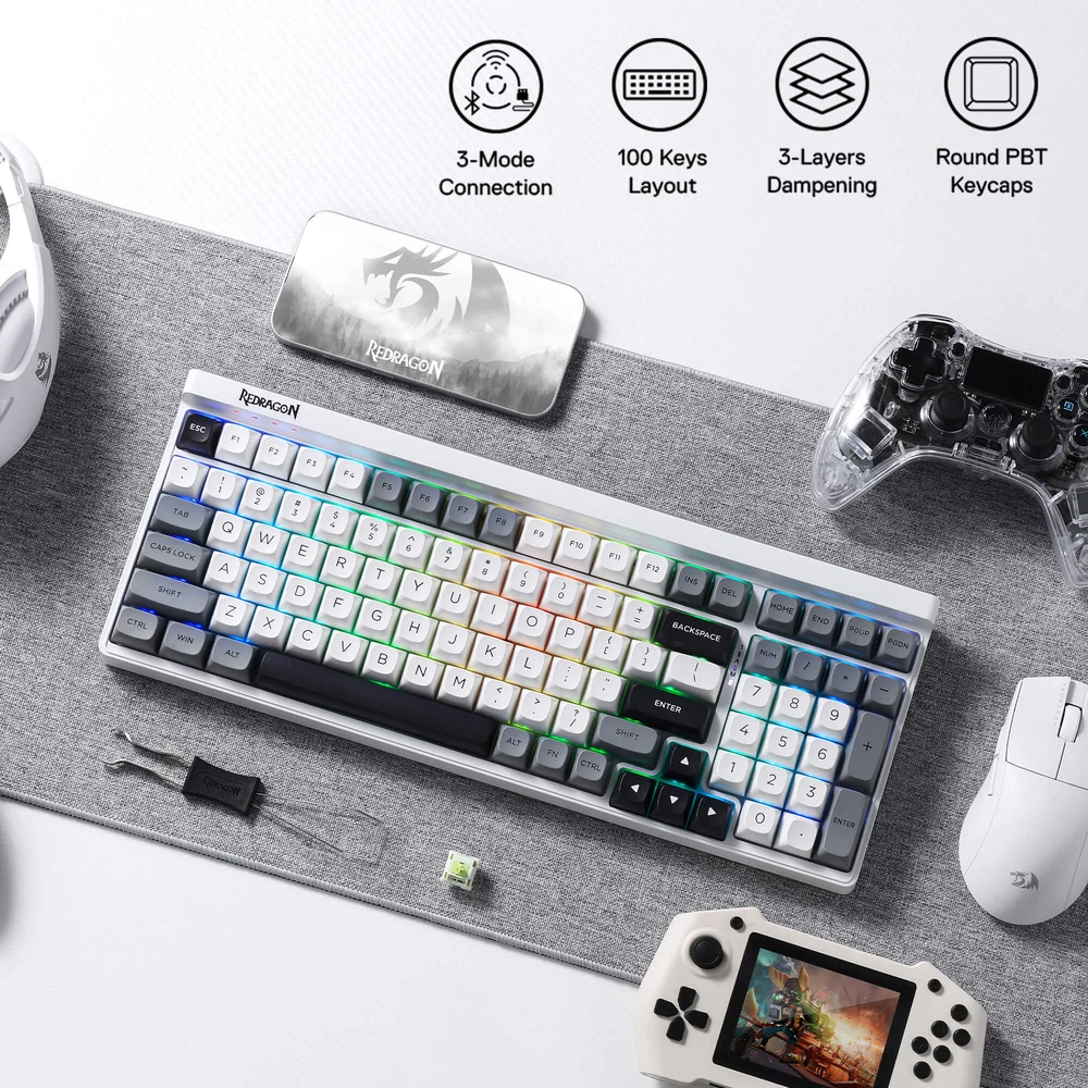 Redragon GAREN K656 PRO - 100 Key Tri-Mode Gasket Mechanical Keyboard, 4000mAh, PBT Keycaps 8 Redragon GAREN K656 PRO in use