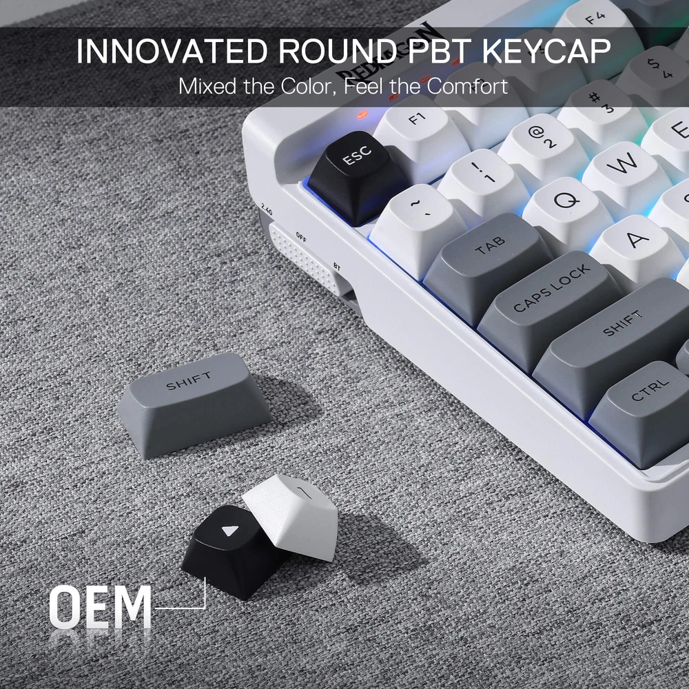 Redragon GAREN K656 PRO - 100 Key Tri-Mode Gasket Mechanical Keyboard, 4000mAh, PBT Keycaps 5 GAREN K656 PRO (MoonDust Gray) - image 4