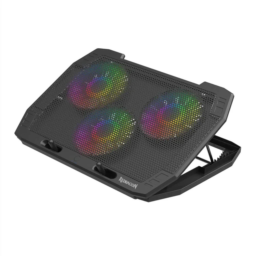 Redragon INGRID GCP511 - RGB Laptop Cooling Pad, 3 x 120mm Quiet Fans, Dual USB, Adjustable Height 6 Redragon INGRID GCP511 - official product image 5