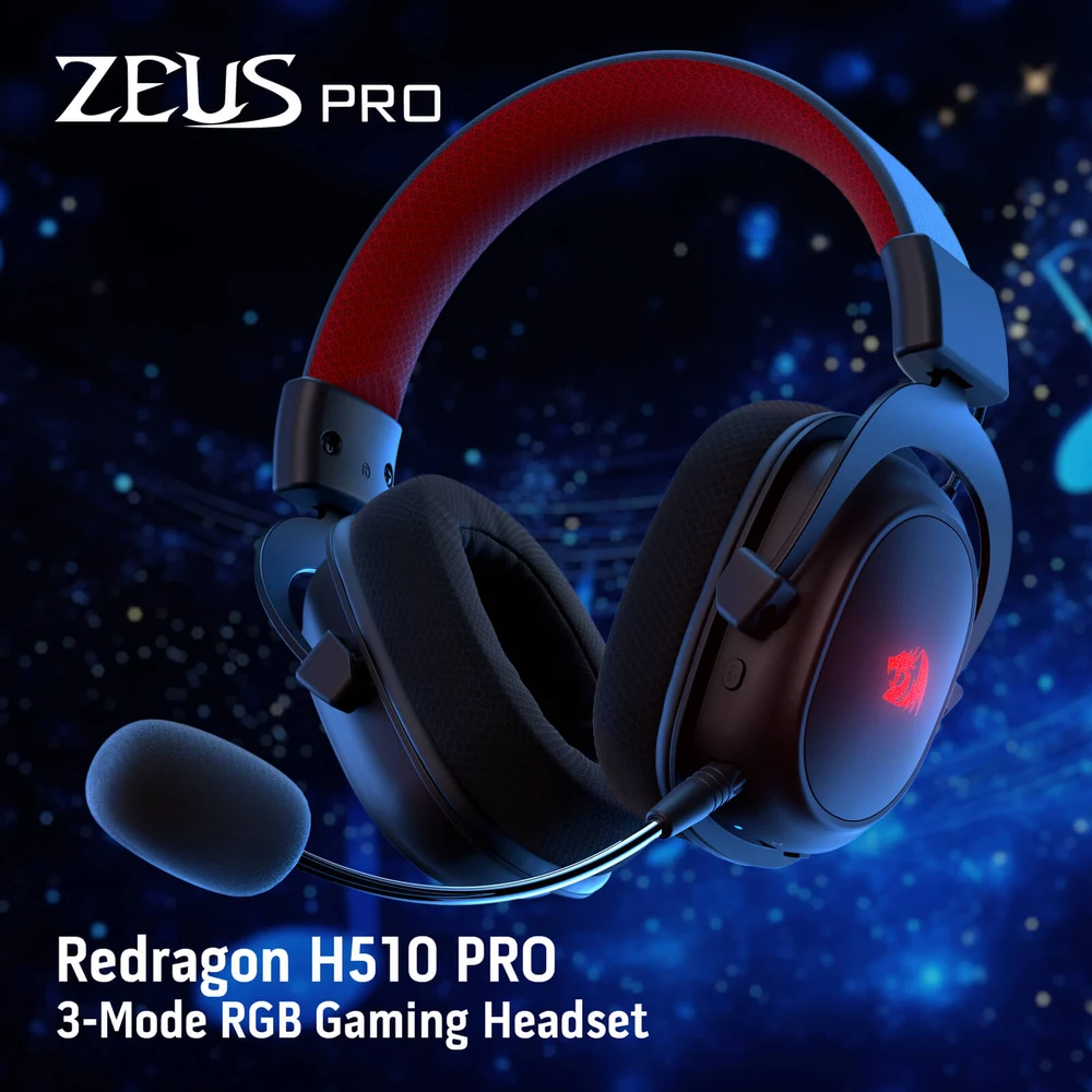 Redragon H510 ZEUS-X PRO - Wireless RGB Gaming Headset, 53mm Drivers, 7.1 Surround, 3-Mode 7 Redragon H510 ZEUS-X PRO in use