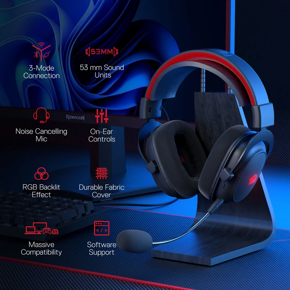 Redragon H510 ZEUS-X PRO - Wireless RGB Gaming Headset, 53mm Drivers, 7.1 Surround, 3-Mode 4 H510 ZEUS-X RGB Wireless Gaming Headset - image 4