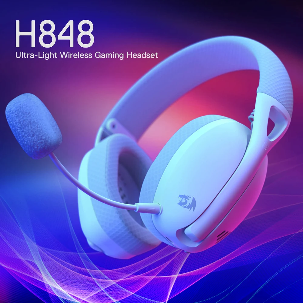 Redragon H848 PRO Blue - Ultra-Light Wireless Gaming Headset, BT 5.2 + 2.4G, 40H Battery, ENC Mic 7 Redragon H848 PRO Blue in use