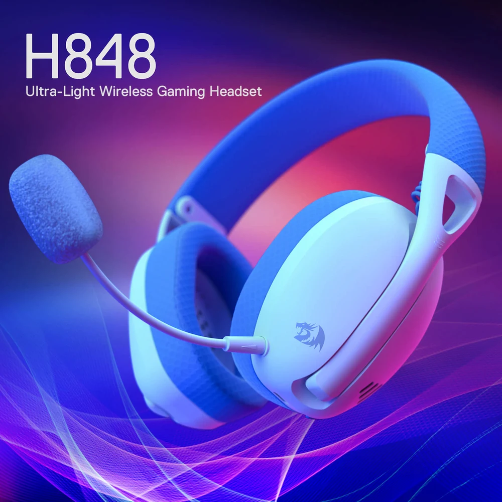 Redragon H848 PRO Blue - Ultra-Light Wireless Gaming Headset, BT 5.2 + 2.4G, 40H Battery, ENC Mic 5 Redragon H848 PRO Blue - image 4