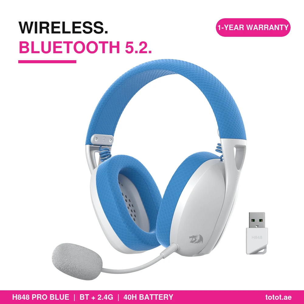 Redragon H848 PRO Blue - Ultra-Light Wireless Gaming Headset Redragon H848 PRO Blue