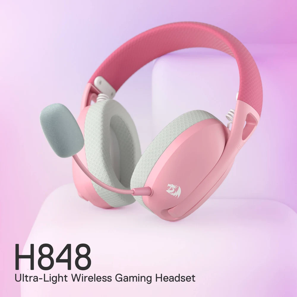 Redragon H848 PRO Pink - Ultra-Light Wireless Gaming Headset, BT 5.2 + 2.4G, 40H Battery, ENC Mic 7 Redragon H848 PRO Pink in use