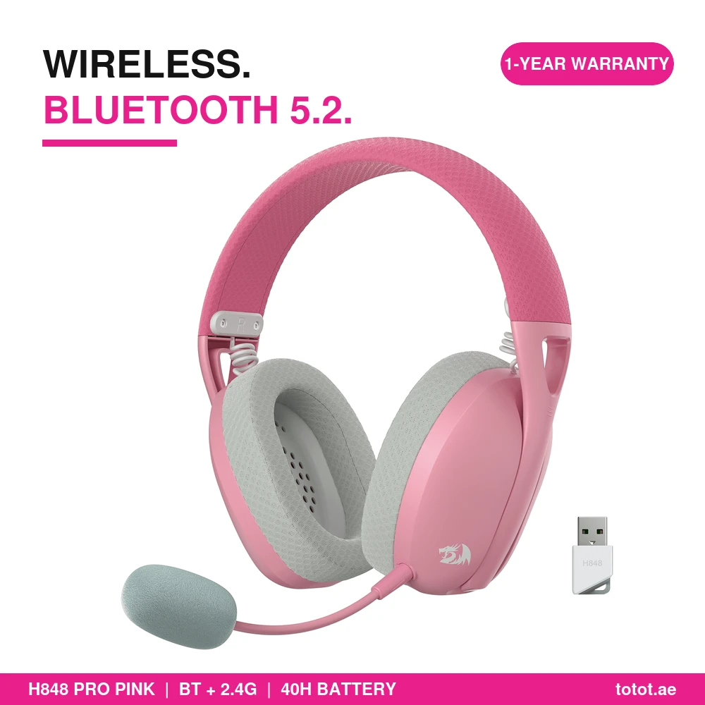 Redragon H848 PRO Pink - Ultra-Light Wireless Gaming Headset Redragon H848 PRO Pink
