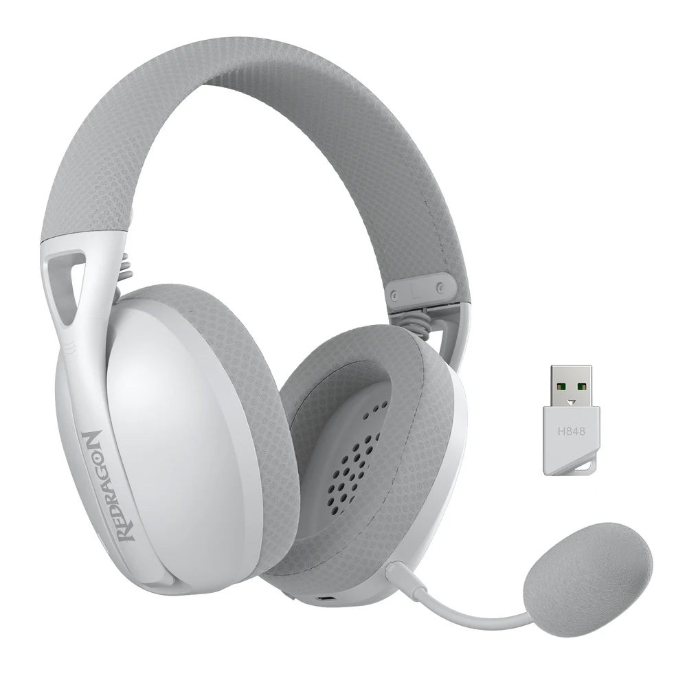 Redragon H848 PRO White - Ultra-Light Wireless Gaming Headset, BT 5.2 + 2.4G, 40H Battery, ENC Mic 7 Redragon H848 PRO White in use