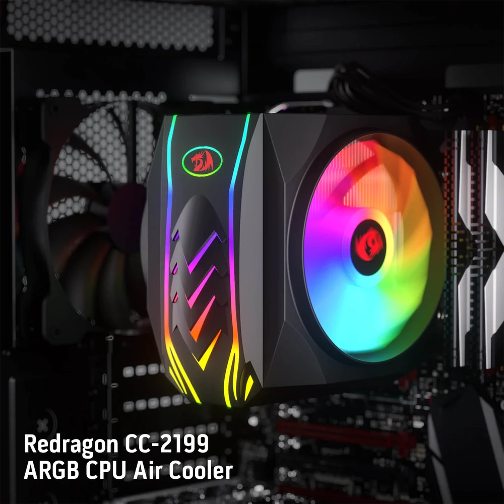 Redragon HODUR C219 - Single Tower ARGB CPU Air Cooler, 4 Heatpipes, PWM Fan 5 HODUR C219 ARGB Single Tower CPU Air Cooler - image 4