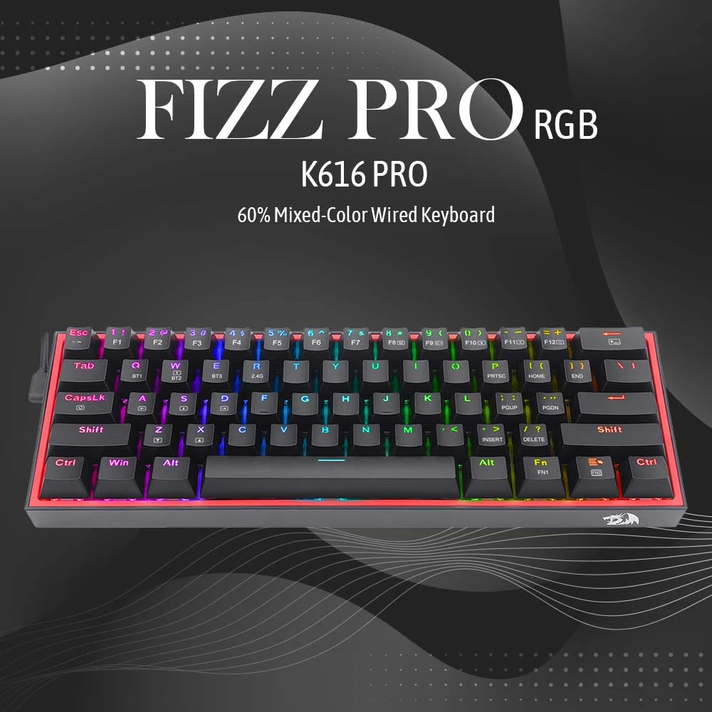 Redragon FIZZ PRO K616 - 60% Tri-Mode Mechanical Keyboard, Hot-Swap Red Switches, BT + 2.4G + USB-C 9 Redragon FIZZ PRO K616 in use