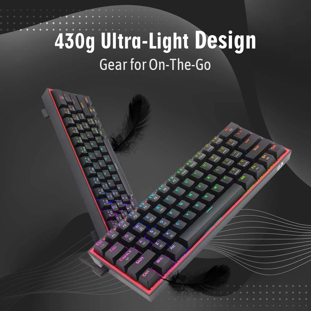 Redragon FIZZ PRO K616 - 60% Tri-Mode Mechanical Keyboard, Hot-Swap Red Switches, BT + 2.4G + USB-C 4 Redragon FIZZ PRO K616 - official product image 3