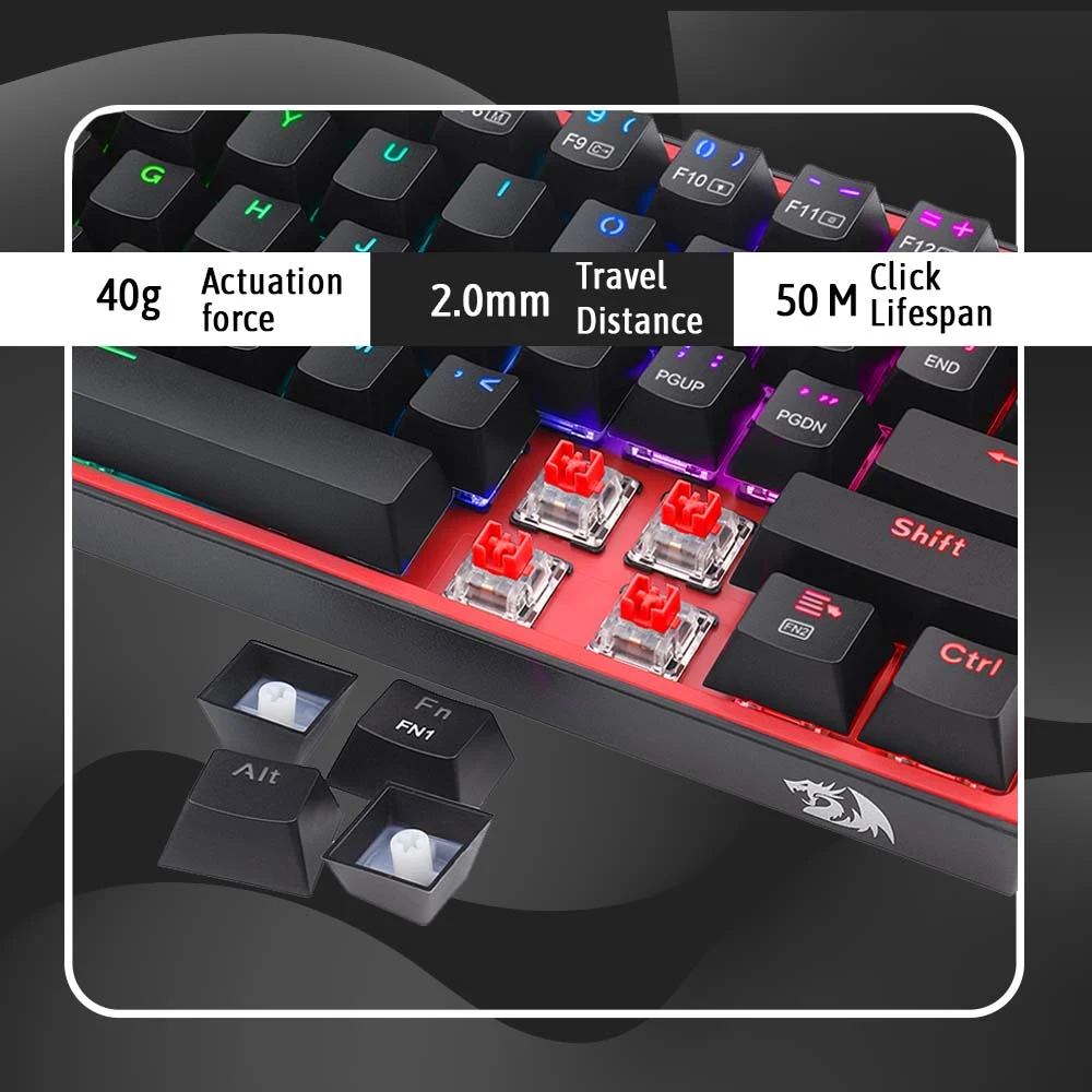 Redragon FIZZ PRO K616 - 60% Tri-Mode Mechanical Keyboard, Hot-Swap Red Switches, BT + 2.4G + USB-C 5 Redragon FIZZ PRO K616 - official product image 4