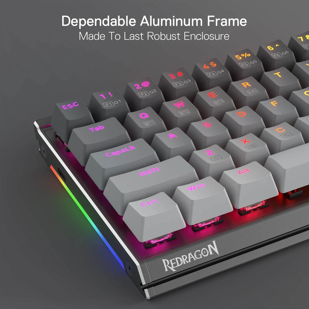 Redragon SHACO K641 - Full Metal 61 Key Aluminium Mechanical Keyboard, Gasket Mount, Hot-Swap 7 Redragon SHACO K641 in use