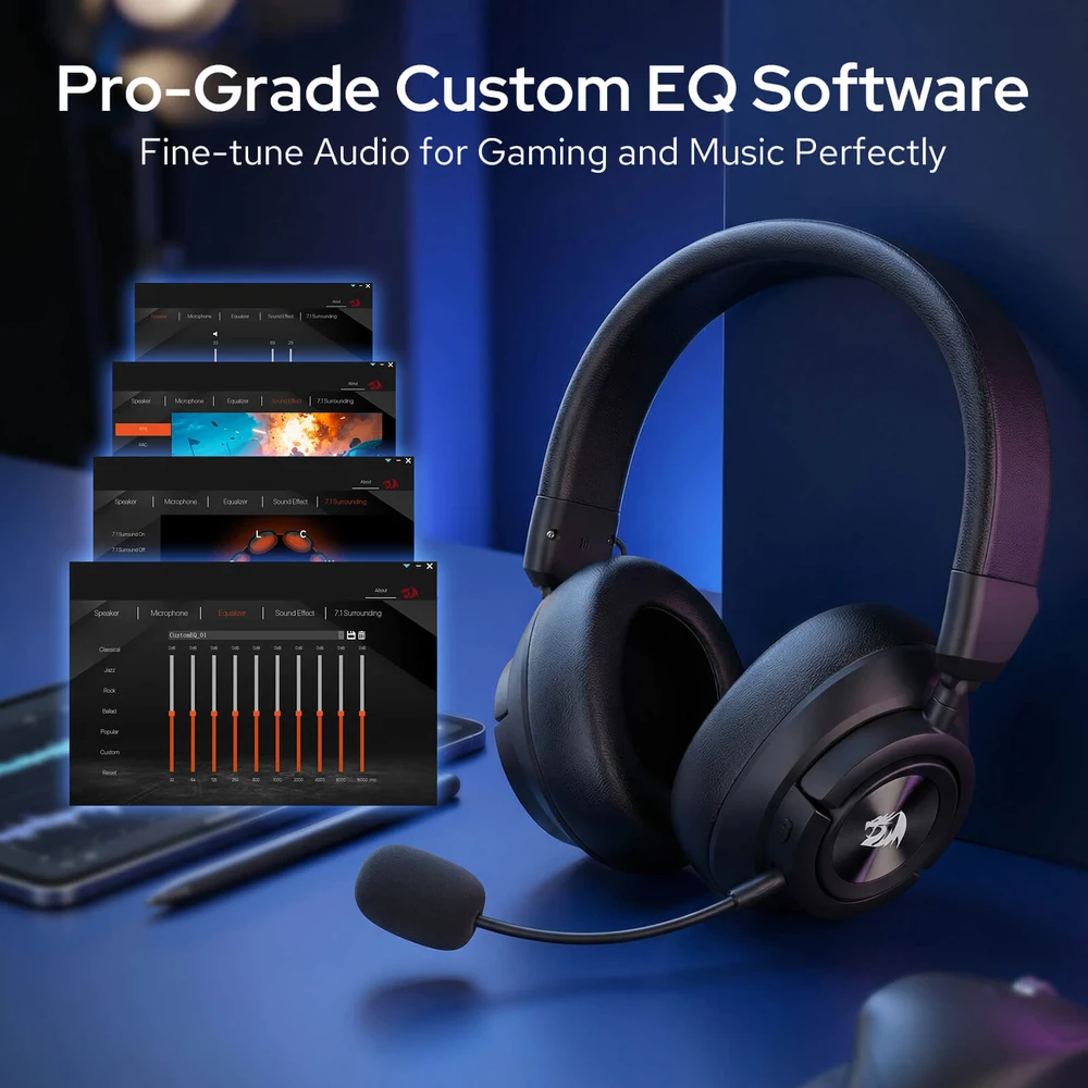 Redragon SPECTRA PRO H889 - Wireless Gaming Headset, 53mm Drivers, BT + 2.4G + Wired, 7.1 Spatial Audio 8 Redragon SPECTRA PRO H889 in use