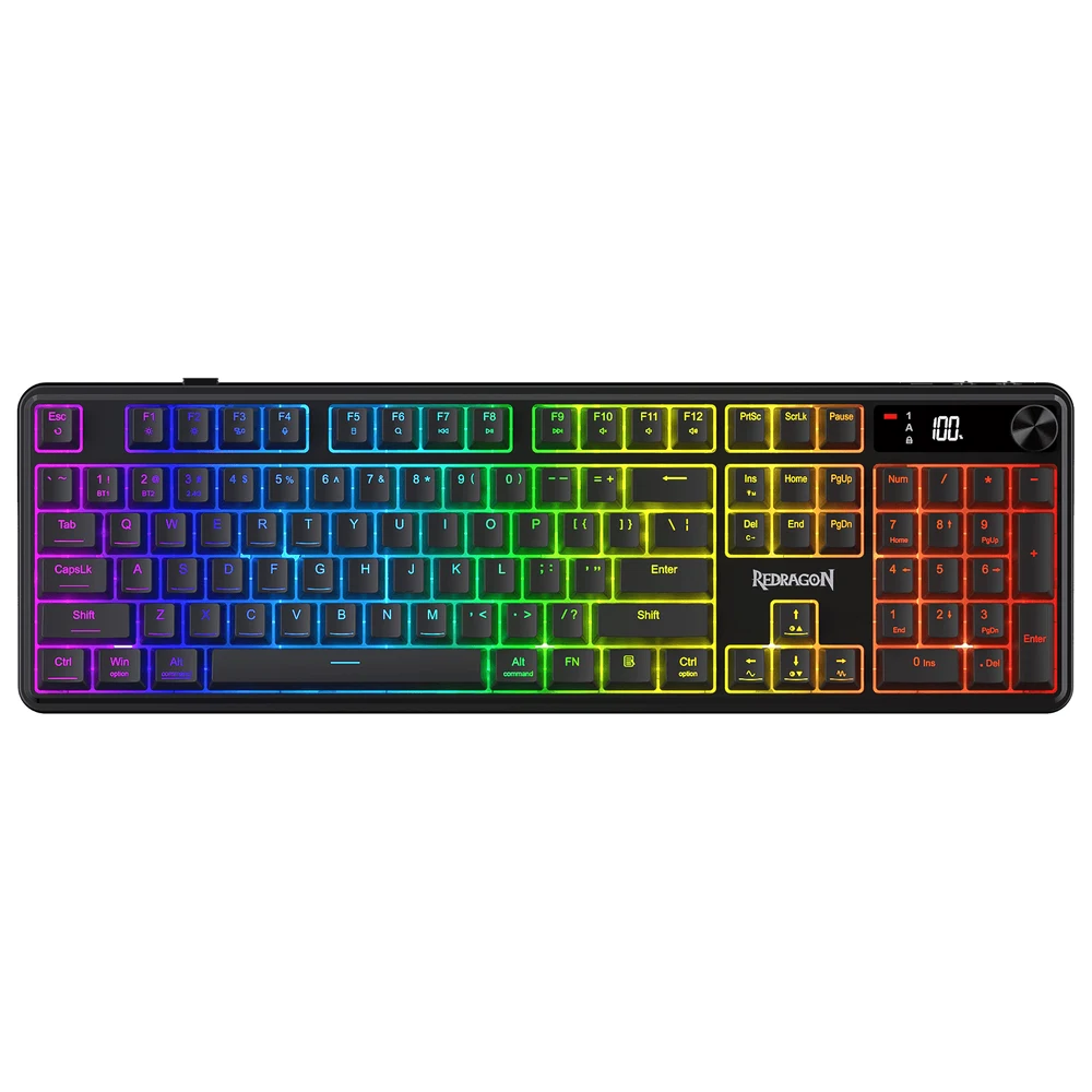 Redragon VOLCANO K526 PRO - 104 Key Tri-Mode Membrane Keyboard, BT + 2.4G + Wired, RGB 5 Redragon VOLCANO K526 PRO detail