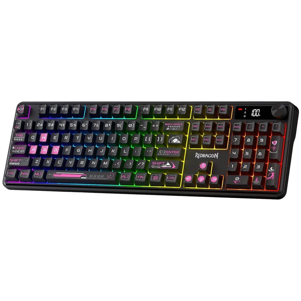 Redragon VOLCANO K526 PRO - 104 Key Tri-Mode Membrane Keyboard, BT + 2.4G + Wired, RGB 6 Redragon VOLCANO K526 PRO in use