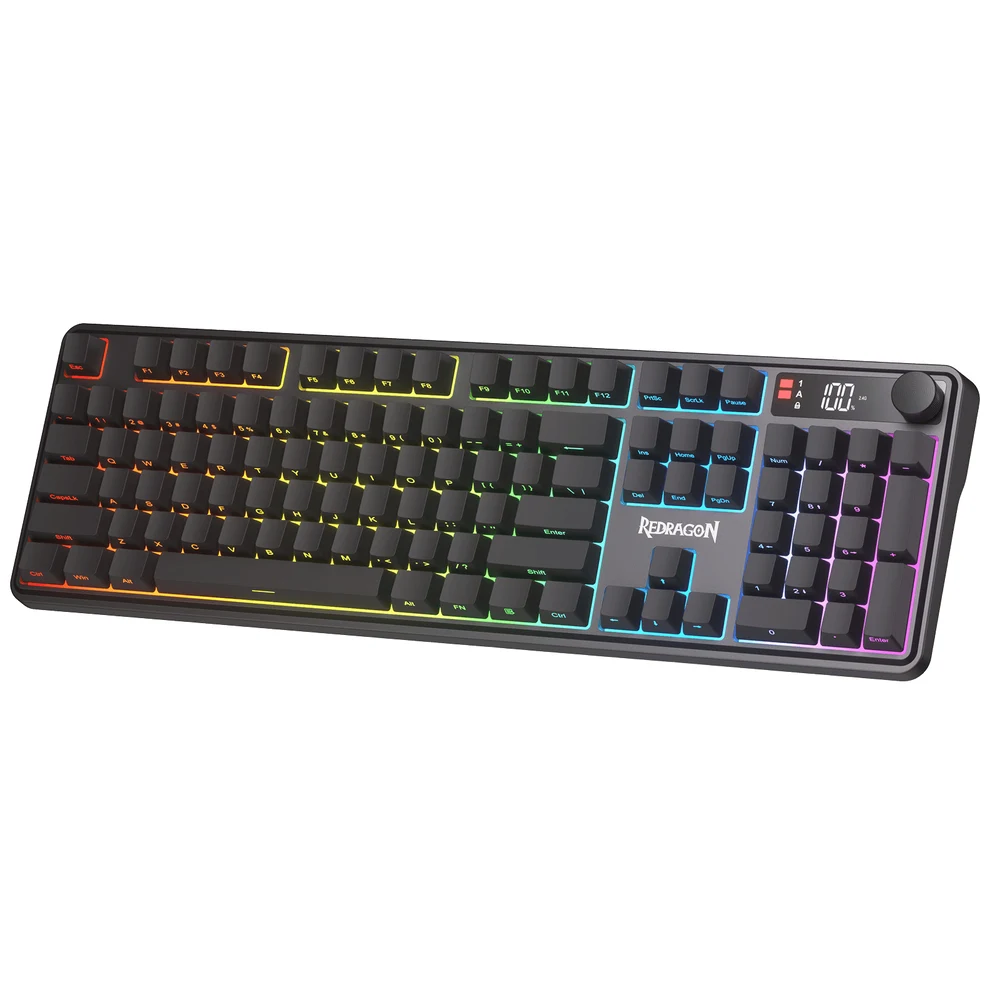 Redragon VOLCANO K526 PRO - 104 Key Tri-Mode Membrane Keyboard, BT + 2.4G + Wired, RGB 4 VOLCANO K526 PRO - image 4