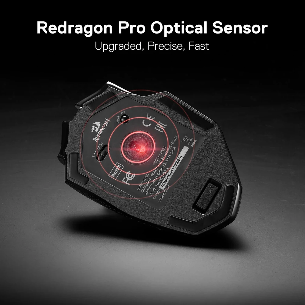 Redragon WOKI M994 - Wireless Gaming Mouse, 26000 DPI PAW3395, Tri-Mode BT 2.4G Wired, 6 Macro Buttons 6 Redragon WOKI M994 - image 5