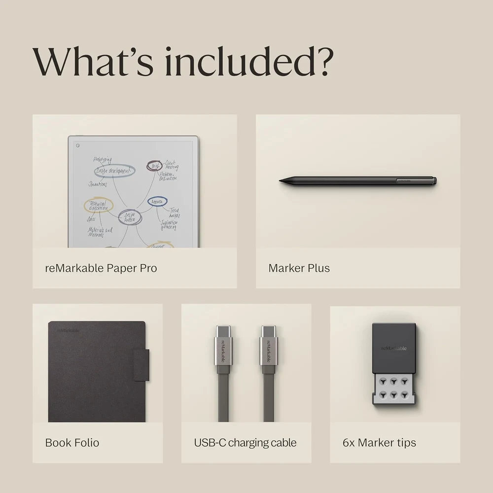 reMarkable Paper Pro Bundle - 11.8 inch Colour E Ink Paper Tablet with Marker Plus and Book Folio, Basalt Mosaic Weave Folio 7 reMarkable Paper Pro Bundle with Marker Plus Basalt in use