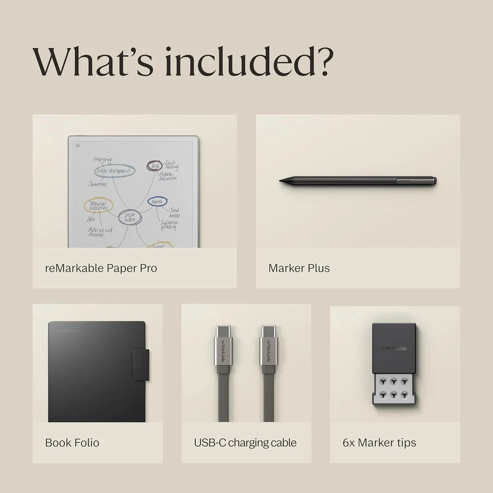 reMarkable Paper Pro Bundle - 11.8 inch Colour E Ink Paper Tablet with Marker Plus and Book Folio, Black Leather Folio 4 reMarkable Paper Pro Bundle with Marker Plus Black - official product image 3