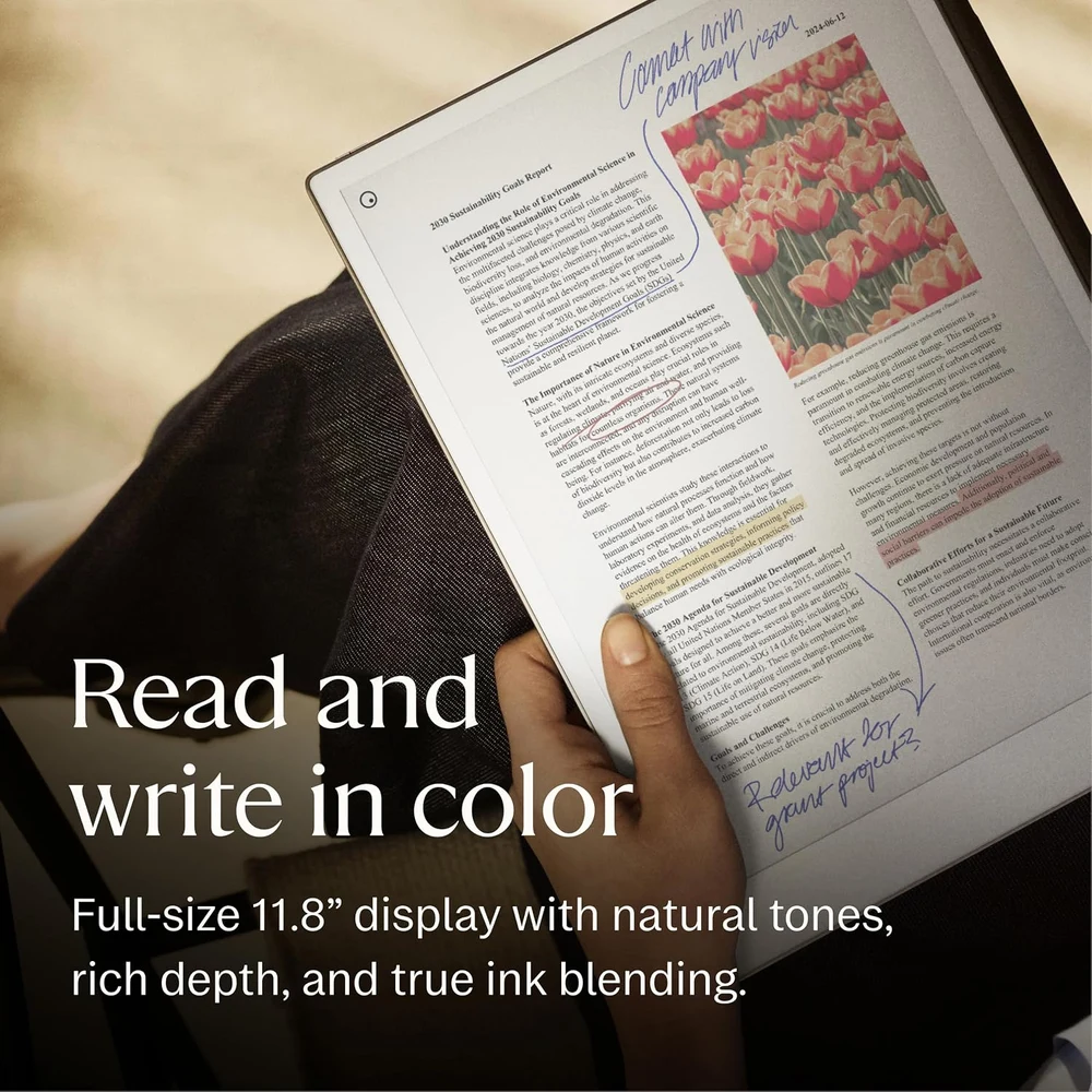 reMarkable Paper Pro Bundle - 11.8 inch Colour E Ink Paper Tablet with Marker Plus and Book Folio, Black Leather Folio 5 reMarkable Paper Pro Bundle with Marker Plus Black - official product image 4