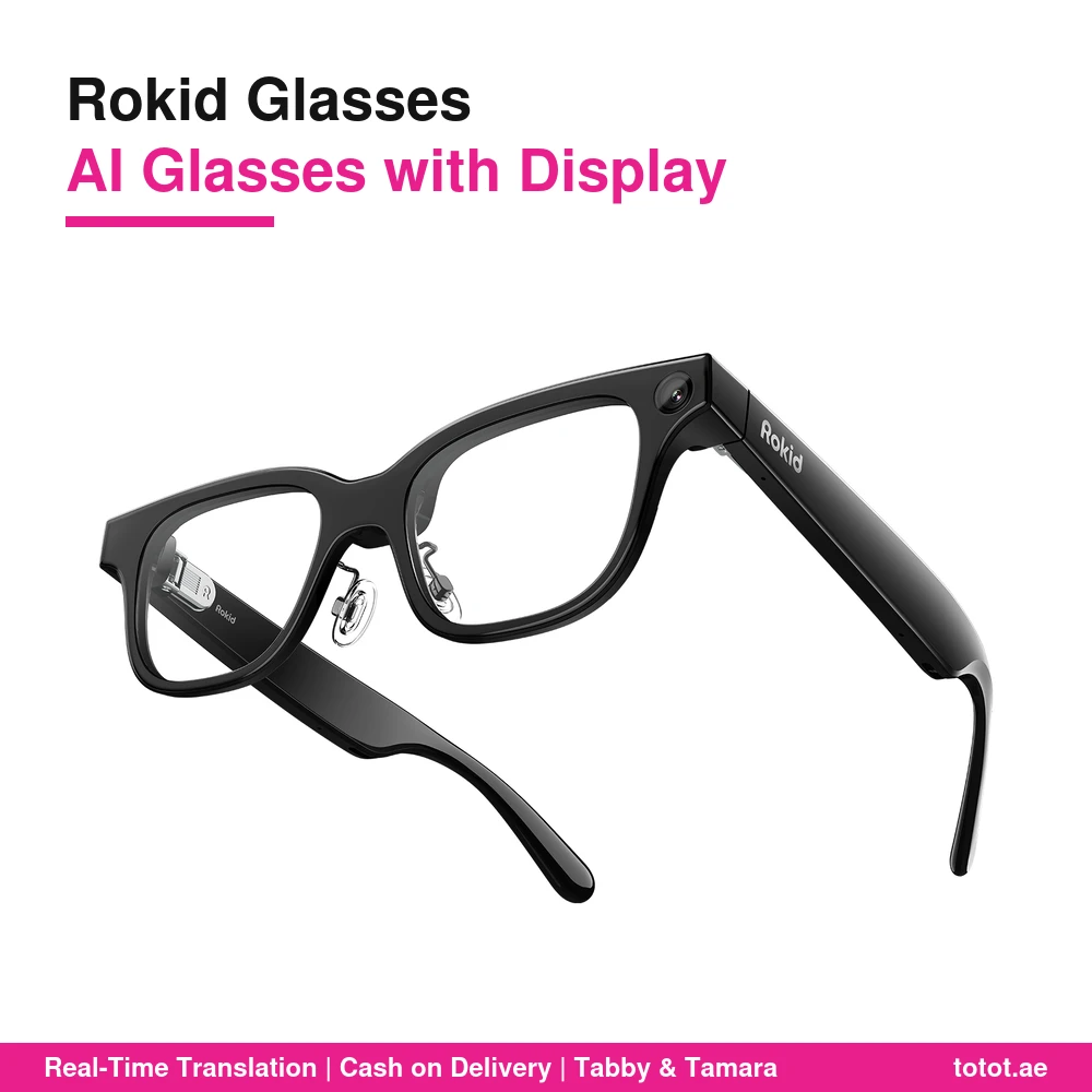 نظارة Rokid Glasses الذكية بشاشة Micro-LED – كاميرا 12 ميغابكسل، ترجمة فورية، مساعد ذكي، وزن 49 غراماً، أسود 7 نظارة Rokid Glasses الذكية بشاشة Micro-LED وإطار أسود