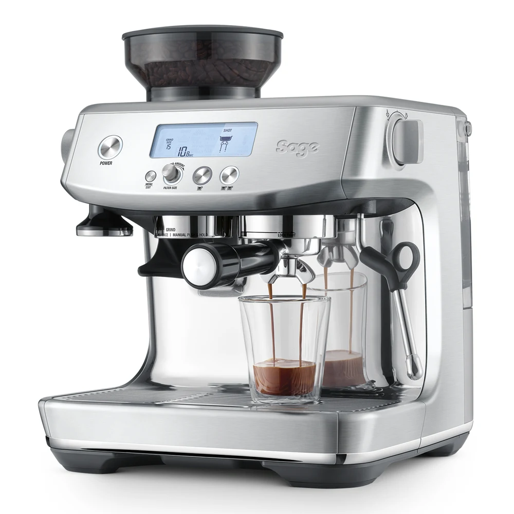 ماكينة إسبريسو Sage Barista Pro ستانلس ستيل – شاشة LCD، مطحنة مخروطية بـ30 مستوى، تسخين ThermoJet خلال 3 ثوانٍ، فتحة ماء ساخن، قابس بريطاني 10 البخار والماء الساخن في ماكينة إسبريسو Sage Barista Pro