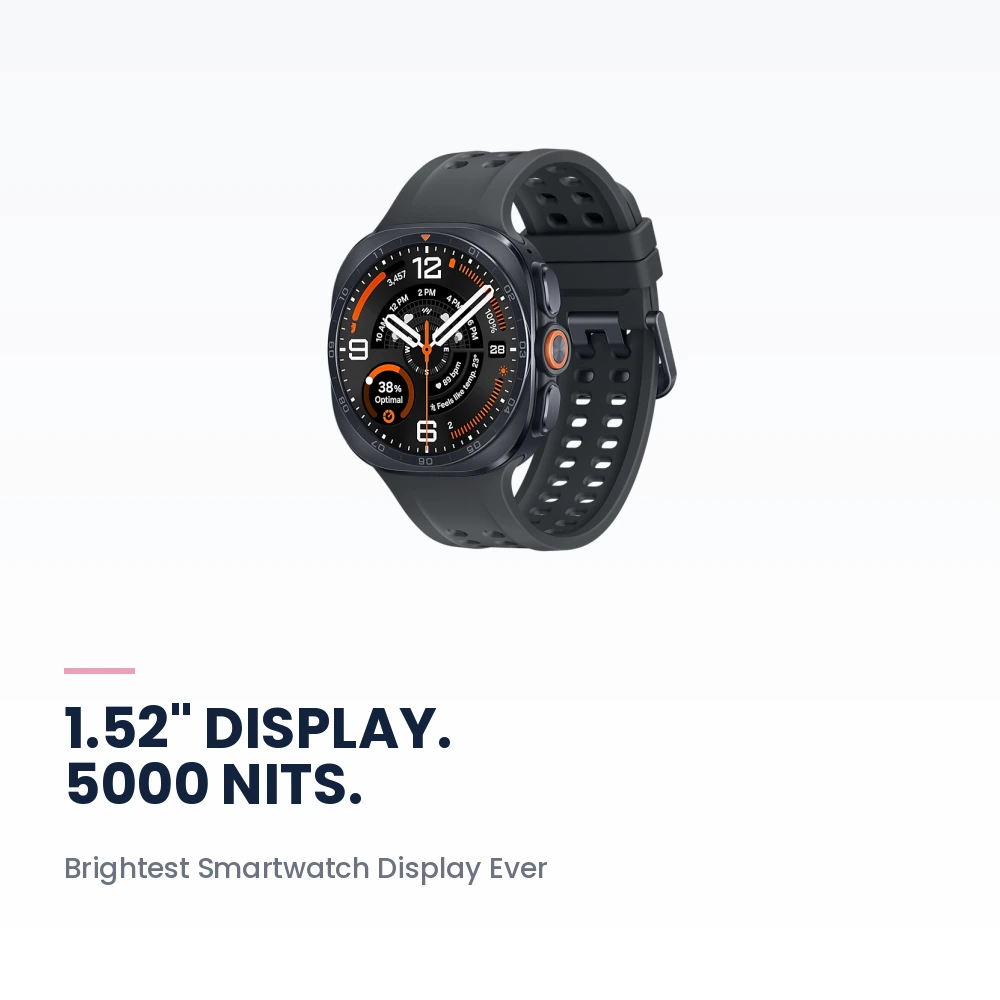 Samsung Galaxy Watch Ultra2 47mm LTE Titanium Gray - 1.52-inch 5,000-nit Display, 80H Battery, Titanium - TDRA Version 2 Samsung Galaxy Watch Ultra2 47mm LTE Titanium Gray display highlights
