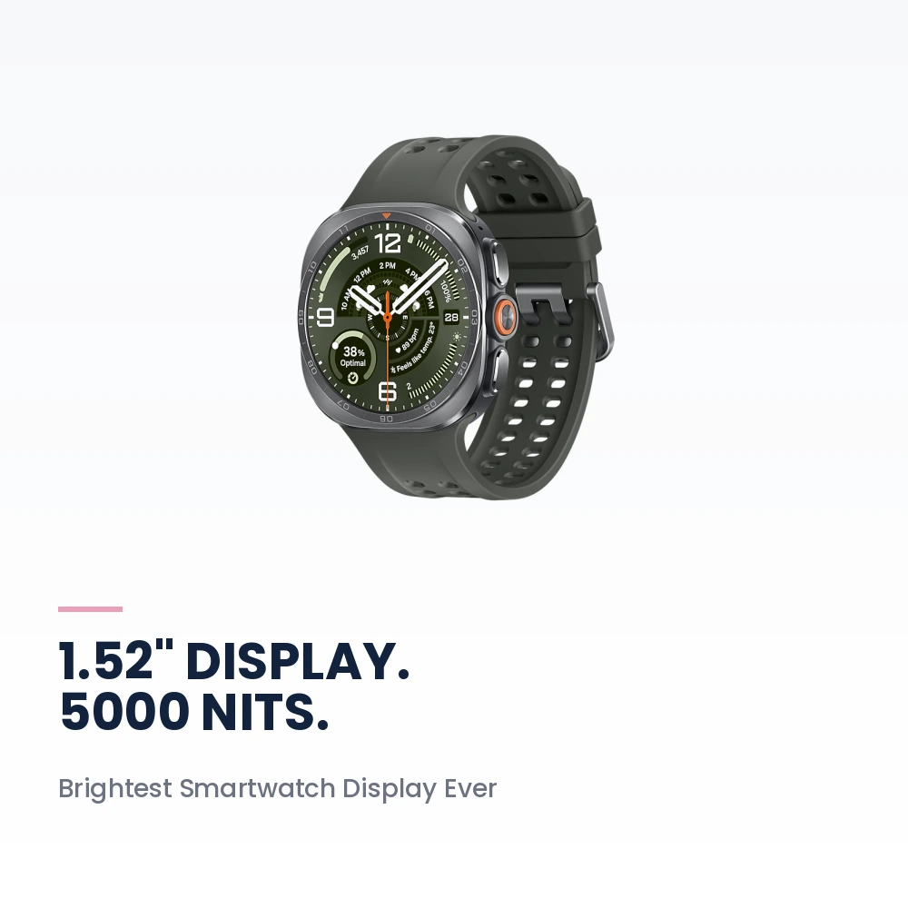Samsung Galaxy Watch Ultra2 47mm LTE Titanium Silver - 1.52-inch 5,000-nit Display, 80H Battery, Titanium - TDRA Version 2 Samsung Galaxy Watch Ultra2 47mm LTE Titanium Silver display highlights