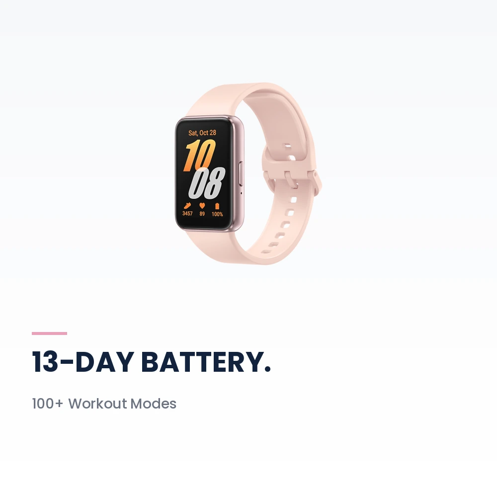 Samsung Galaxy Fit3 Bluetooth Pink Gold - 1.6-inch AMOLED, 13-Day Battery, 5ATM - TDRA Version 3 Samsung Galaxy Fit3 Bluetooth Pink Gold performance and camera highlights