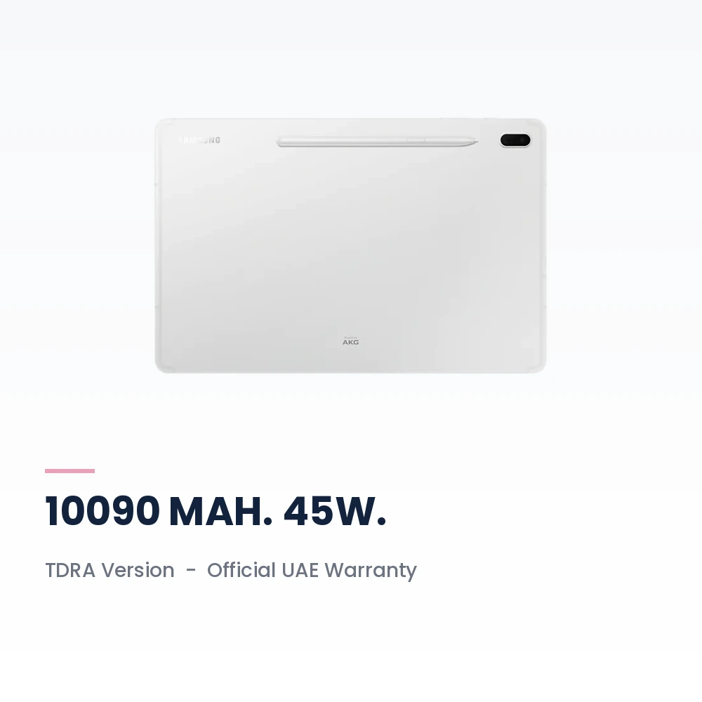 Samsung Galaxy Tab S7 FE LTE 64GB Mystic Silver - 12.4-inch Display, S Pen Included - TDRA Version 4 Samsung Galaxy Tab S7 FE LTE 64GB Mystic Silver battery, build and warranty