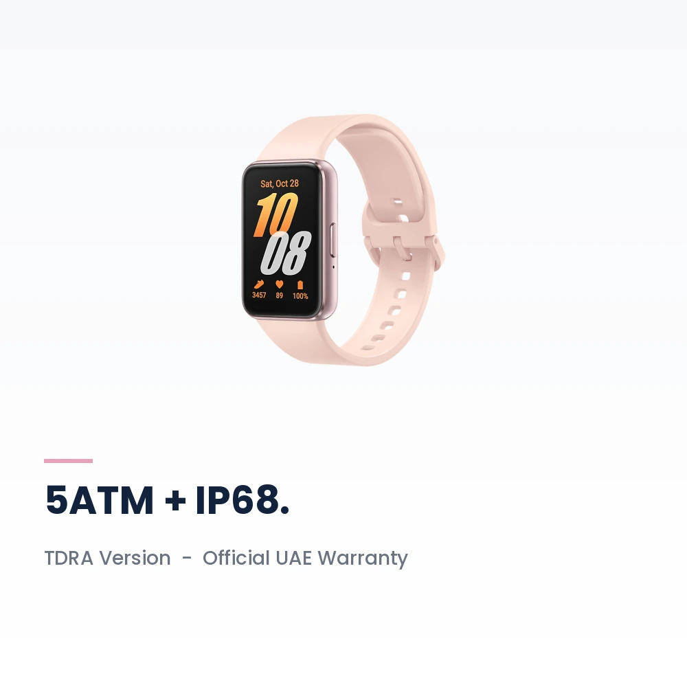 Samsung Galaxy Fit3 Bluetooth Pink Gold - 1.6-inch AMOLED, 13-Day Battery, 5ATM - TDRA Version 4 Samsung Galaxy Fit3 Bluetooth Pink Gold battery, build and warranty