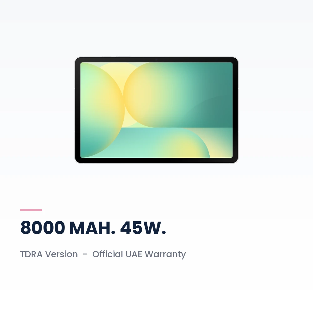 Samsung Galaxy Tab S10 FE WiFi 256GB Silver - 10.9-inch 90Hz Display, S Pen Included - TDRA Version 5 Samsung Galaxy Tab S10 FE WiFi 256GB Silver battery, build and warranty