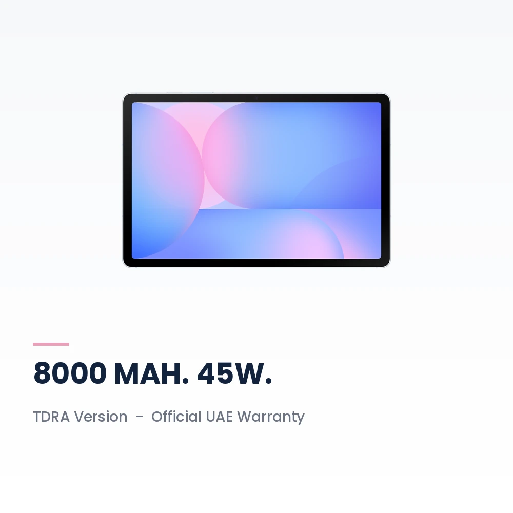 Samsung Galaxy Tab S10 FE WiFi 256GB Blue - 10.9-inch 90Hz Display, S Pen Included - TDRA Version 5 Samsung Galaxy Tab S10 FE WiFi 256GB Blue battery, build and warranty