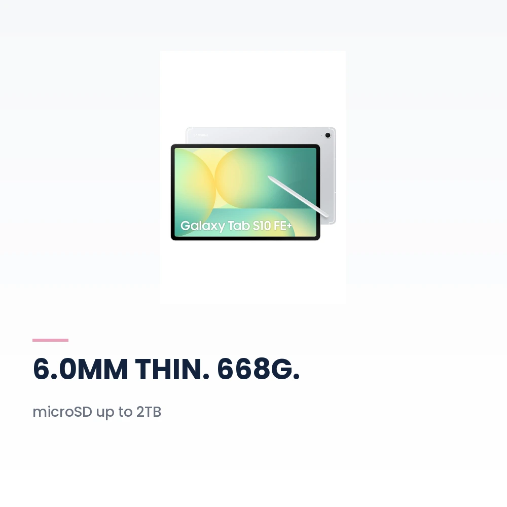 Samsung Galaxy Tab S10 FE+ 5G 128GB Silver - 13.1-inch 90Hz Display, 5G, S Pen Included - TDRA Version 5 Samsung Galaxy Tab S10 FE+ 5G 128GB Silver additional features