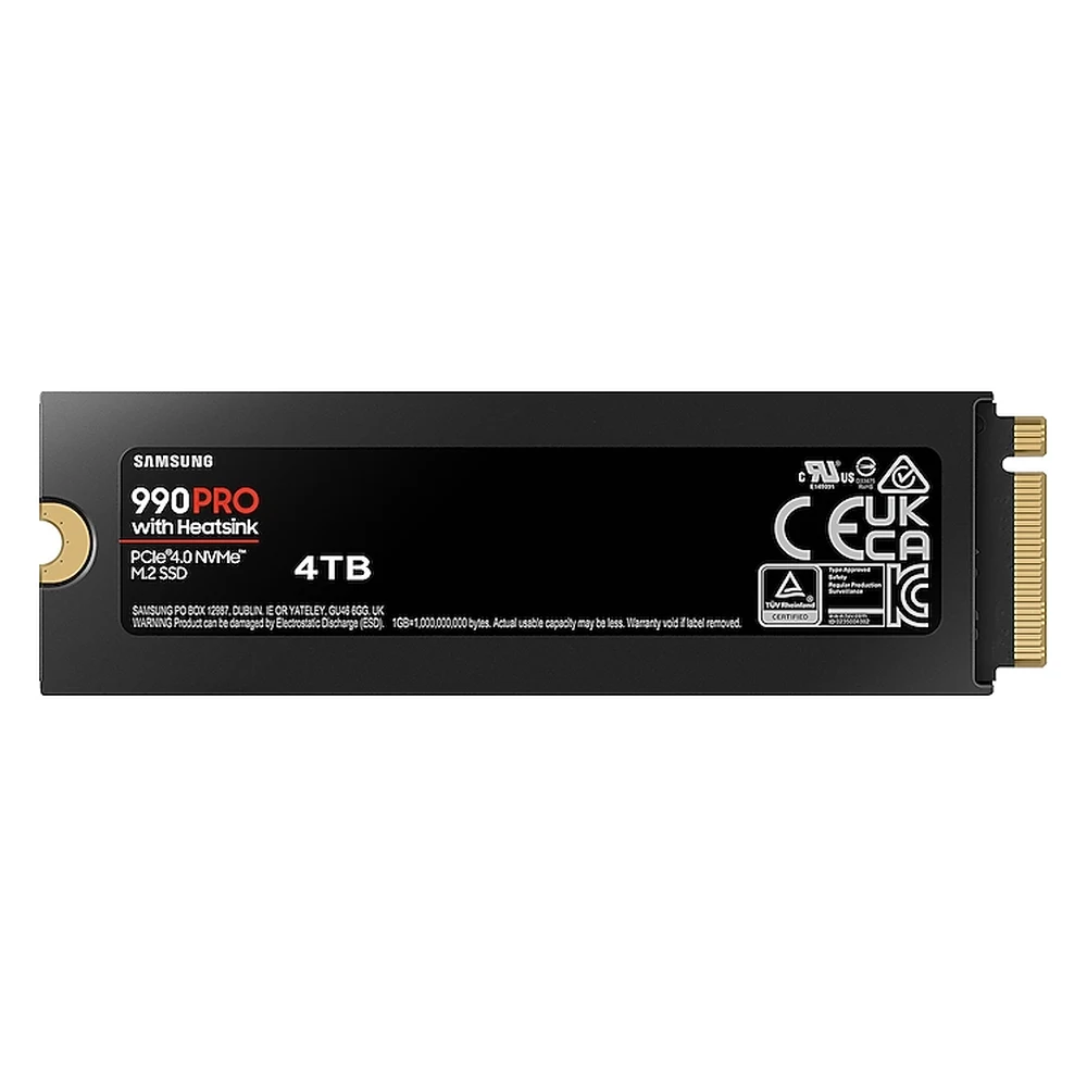 Samsung 990 PRO with Heatsink 4TB NVMe SSD - PCIe 4.0 M.2 2280, 7450MB/s Read, 6900MB/s Write, RGB, PS5 Compatible (MZ-V9P4T0CW) 4 Samsung 990 PRO with Heatsink 4TB - official product image 3