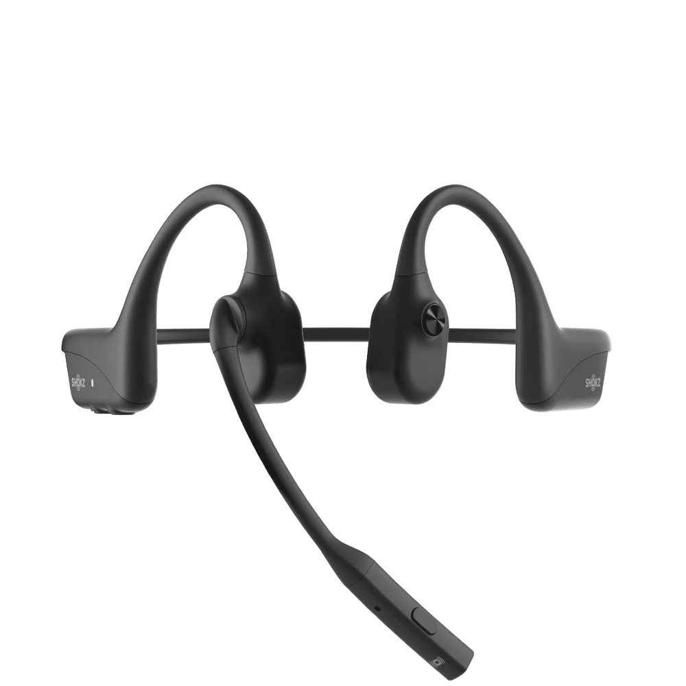 Shokz OpenComm2 UC Black - Bone Conduction Headset with Loop120 USB Adapter, Boom Mic, 16H Talk Time 6 Shokz OpenComm2 UC Black in use