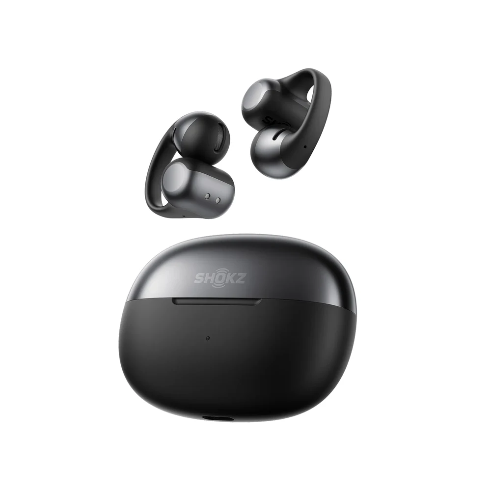 Shokz OpenDots ONE Black - Open-Ear Clip-On Earbuds, Bassphere + Dolby Audio, 40H Battery, Wireless Charging 6 Shokz OpenDots ONE Black in use