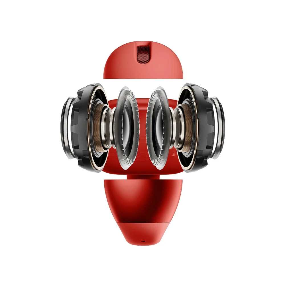 Shokz OpenDots ONE Red - Open-Ear Clip-On Earbuds, Bassphere + Dolby Audio, 40H Battery, Wireless Charging 4 Shokz OpenDots ONE Red - official product image 3