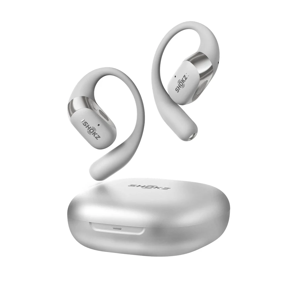 Shokz OpenFit 2+ Grey - Open-Ear Ear-Hook Earbuds, DualBoost + Dolby Audio, 48H Battery, IP55, Qi Charging 6 Shokz OpenFit 2+ Grey in use
