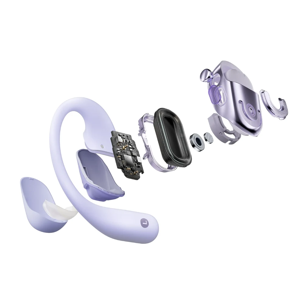 Shokz OpenFit 2+ Purple - Open-Ear Ear-Hook Earbuds, DualBoost + Dolby Audio, 48H Battery, IP55, Qi Charging 4 Shokz OpenFit 2+ Purple - official product image 3