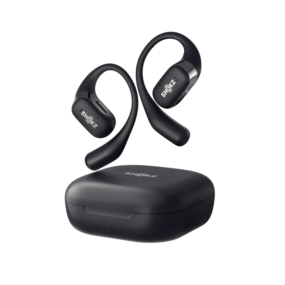 Shokz OpenFit Black - Open-Ear Ear-Hook Earbuds, DirectPitch Air Conduction, 28H Battery, IP54 6 Shokz OpenFit Black in use