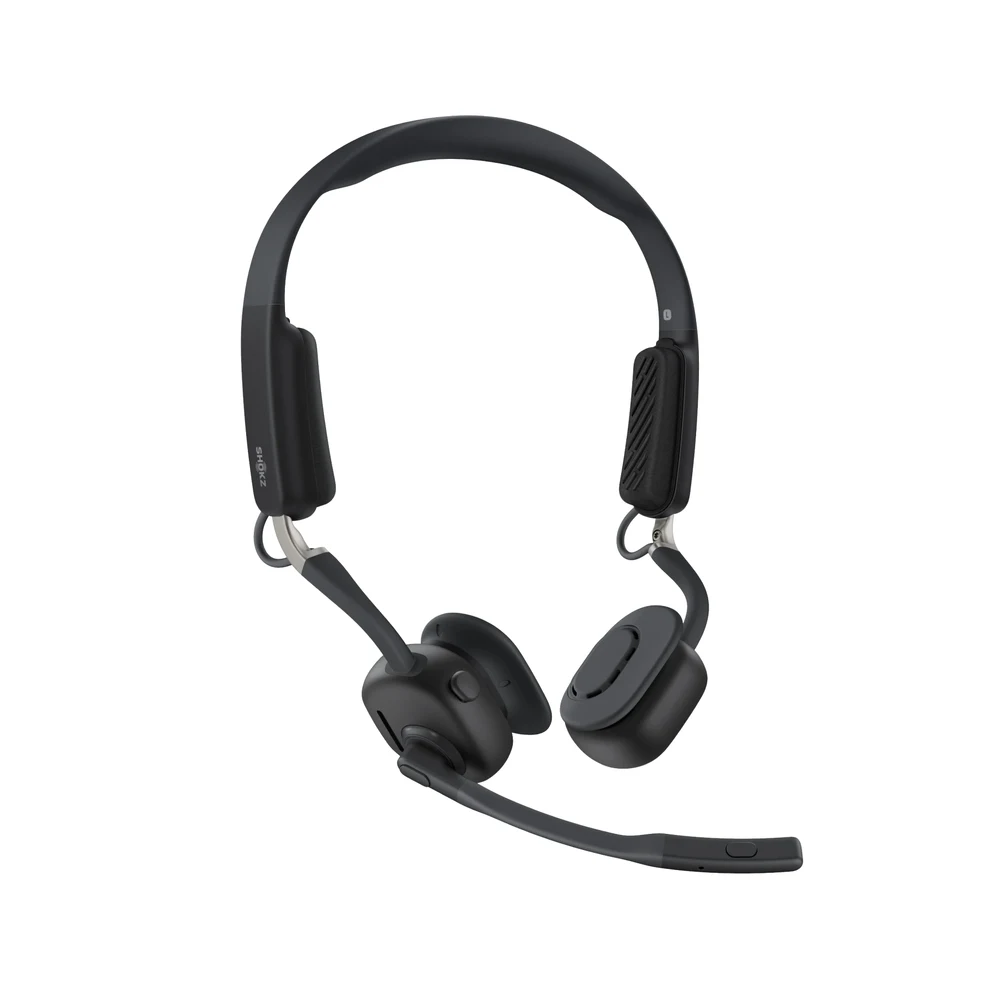 Shokz OpenMeet Black - Open-Ear Office Headset, Dual AI Mics 98.6% Noise Reduction, DualPitch, 15H 6 Shokz OpenMeet Black in use